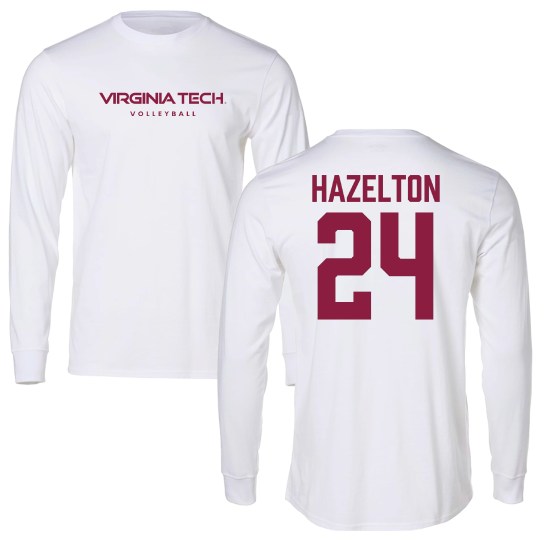 Virginia Tech Volleyball White Long Sleeve - #24 Reese Hazelton