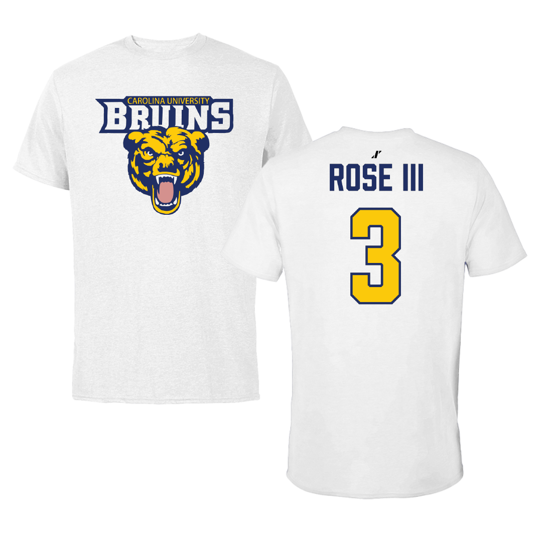 Carolina University Basketball (M) White Performance Tee - #3 Mikey Rose III