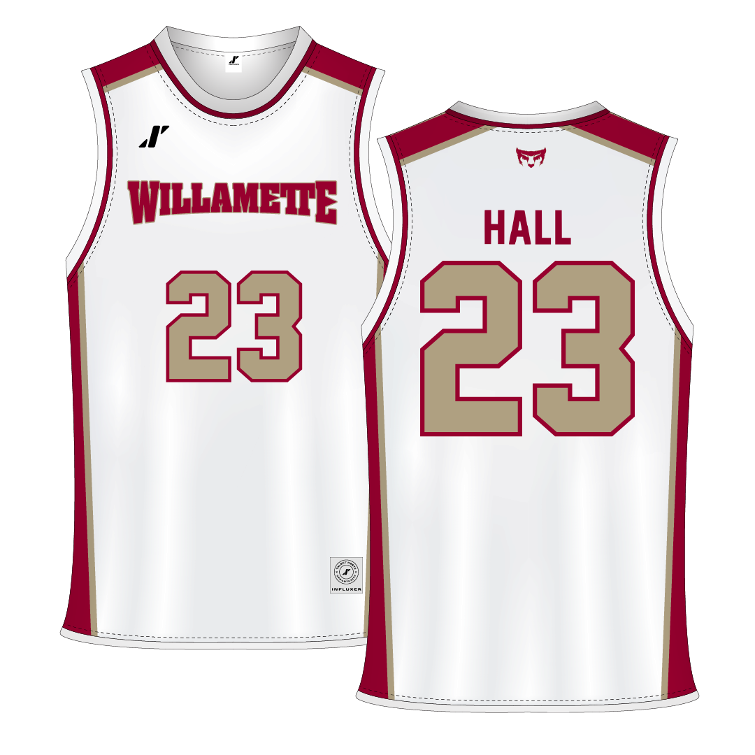 Willamette University White Basketball Jersey - #23 Gavin Hall