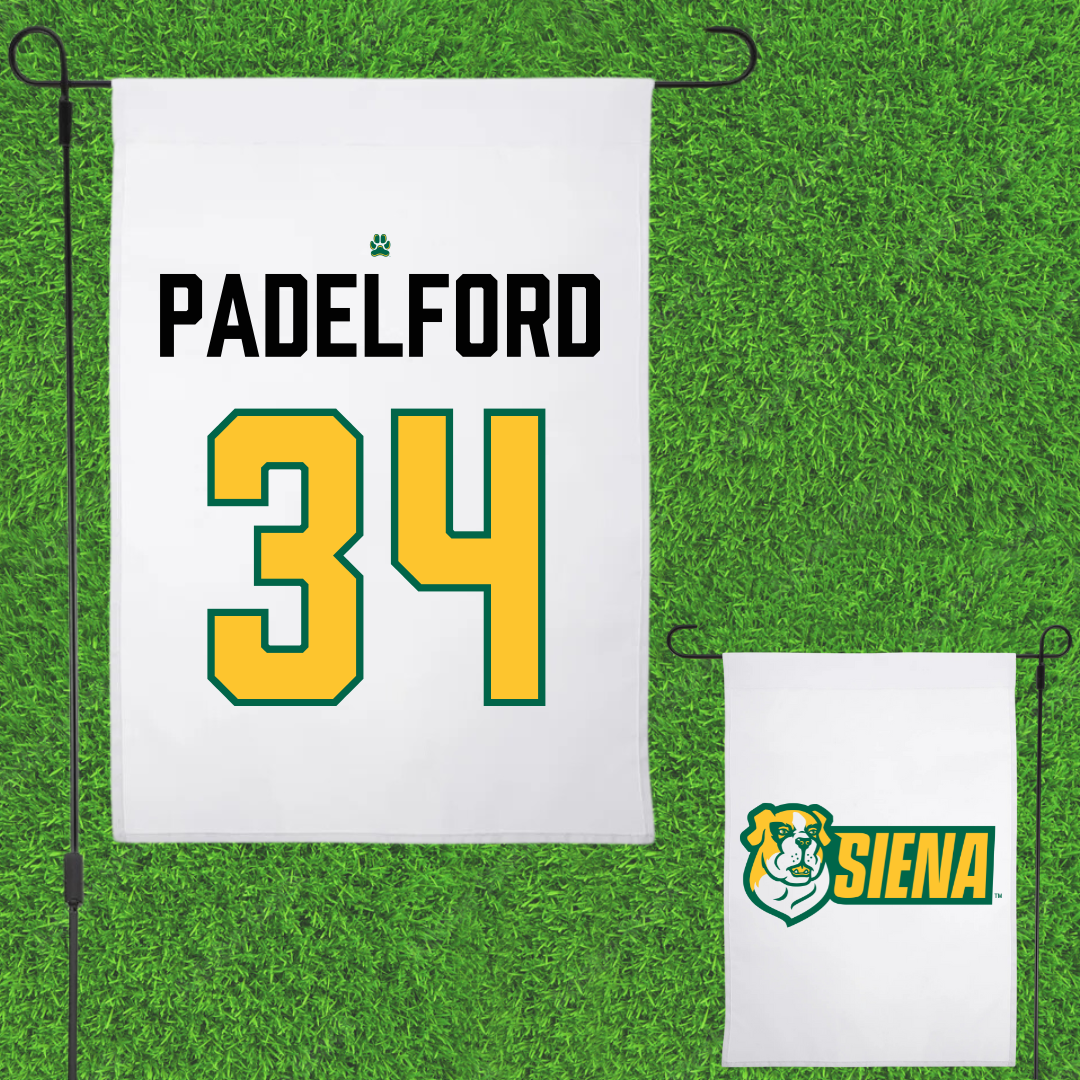 Siena University Lacrosse (M) White Garden Flag - #34 Caden Padelford