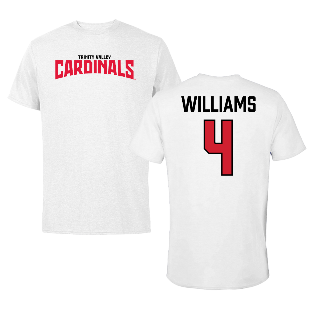 Trinity Valley Community College Football White Classic Performance Tee - #4 Jamary Williams