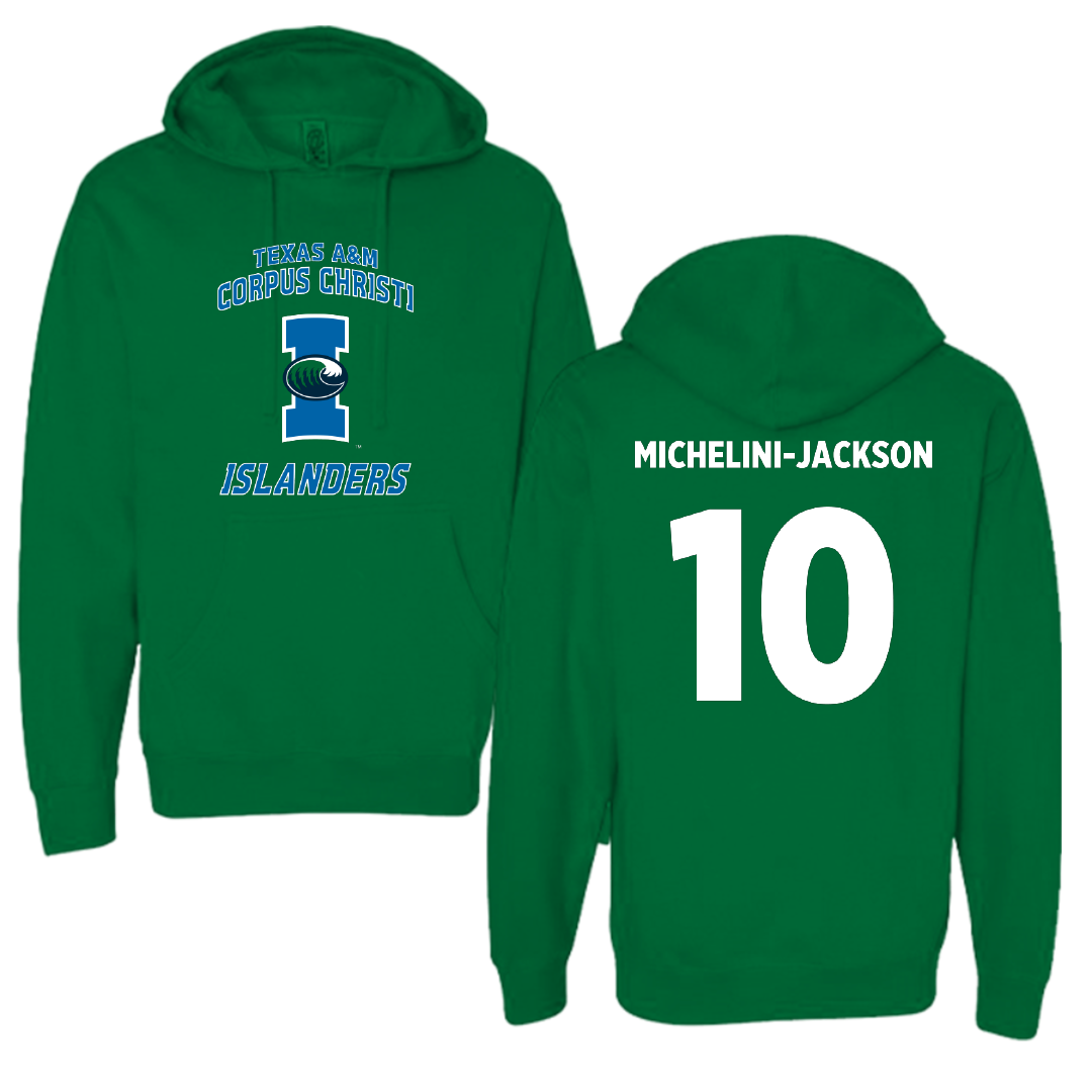 Texas A&M University-Corpus Christi Basketball (M) Green Hoodie - #10 Daniel Michelini-Jackson