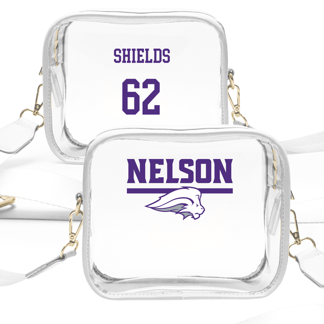 Nelson University Football White Clear Stadium Bag - #62 A.J. Shields