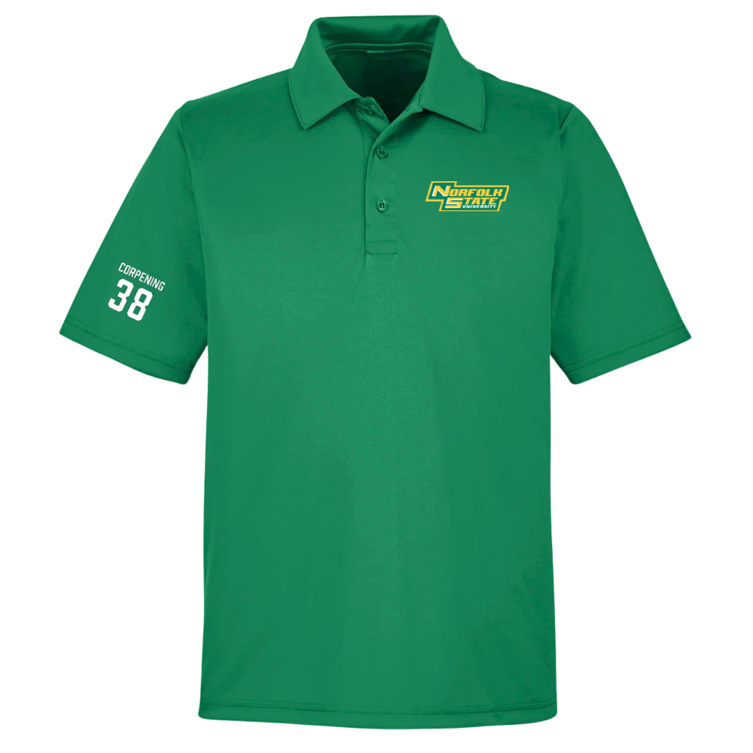 Norfolk State University Football Green Polo - #38 Davion Corpening