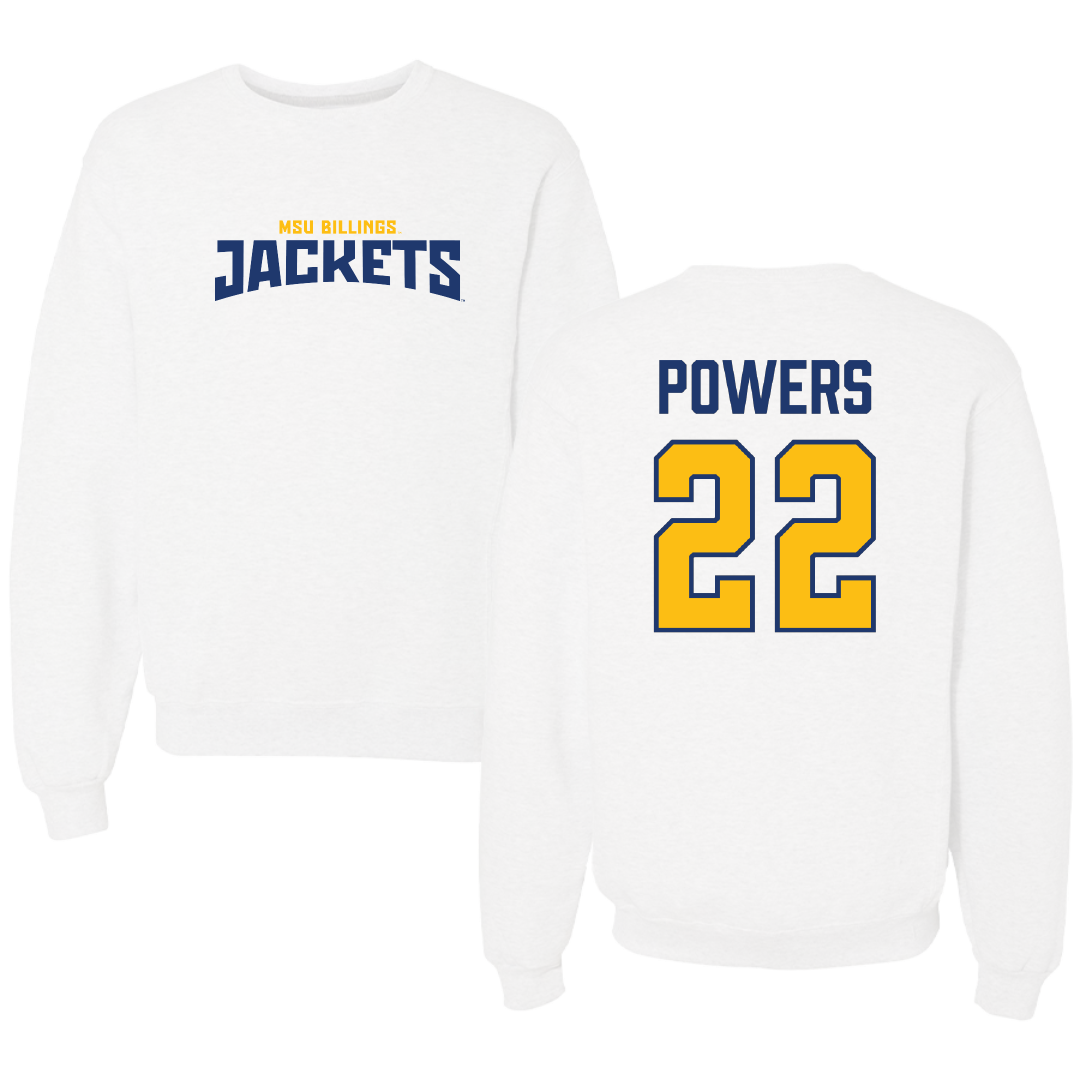 Montana State University Billings Soccer White Classic Crewneck - #22 Briel Powers