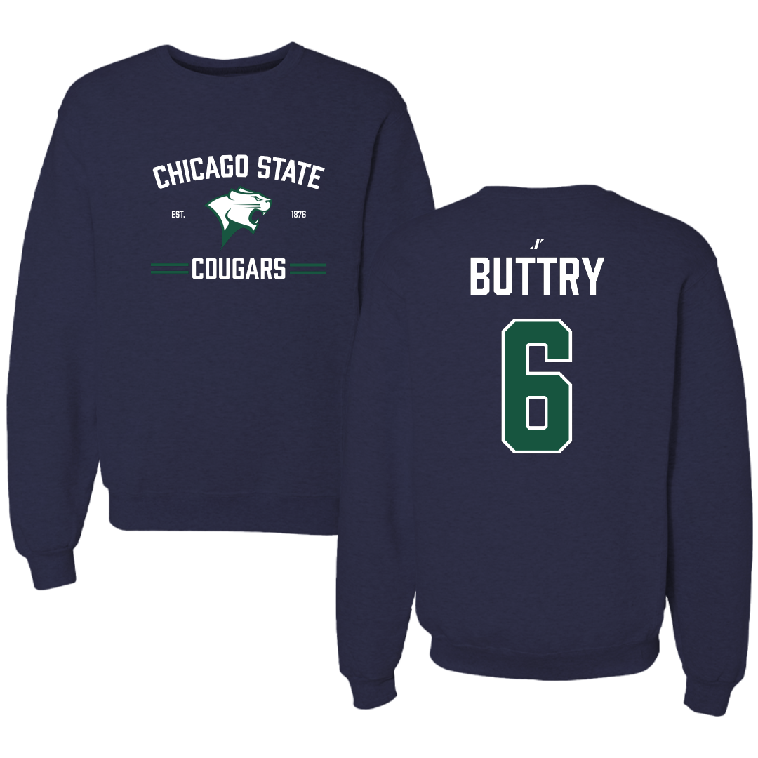 Chicago State University Volleyball (W) Navy Crewneck - #6 Tenese Buttry