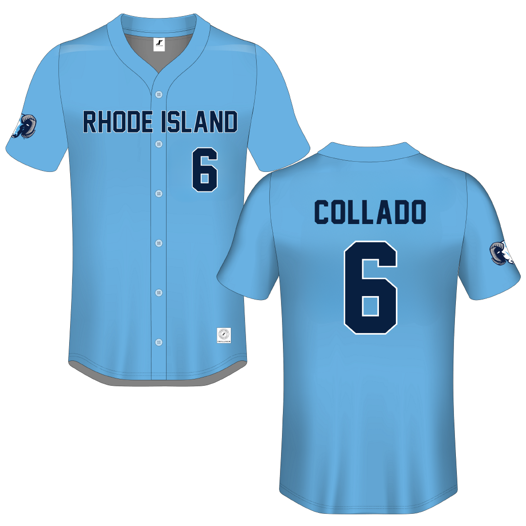 University of Rhode Island Blue Button-Down Jersey - #6 Joel Collado