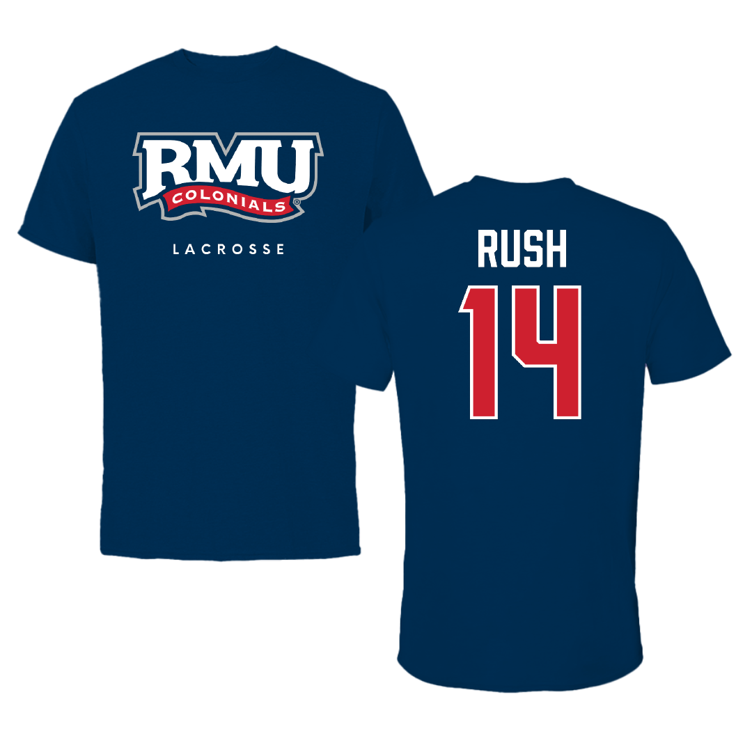 Robert Morris University Lacrosse Navy Performance Tee - #14 Tommy Rush