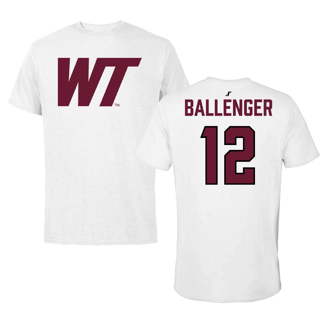 West Texas A&M University Soccer (M) White Performance Tee - #12 Joe Ballenger