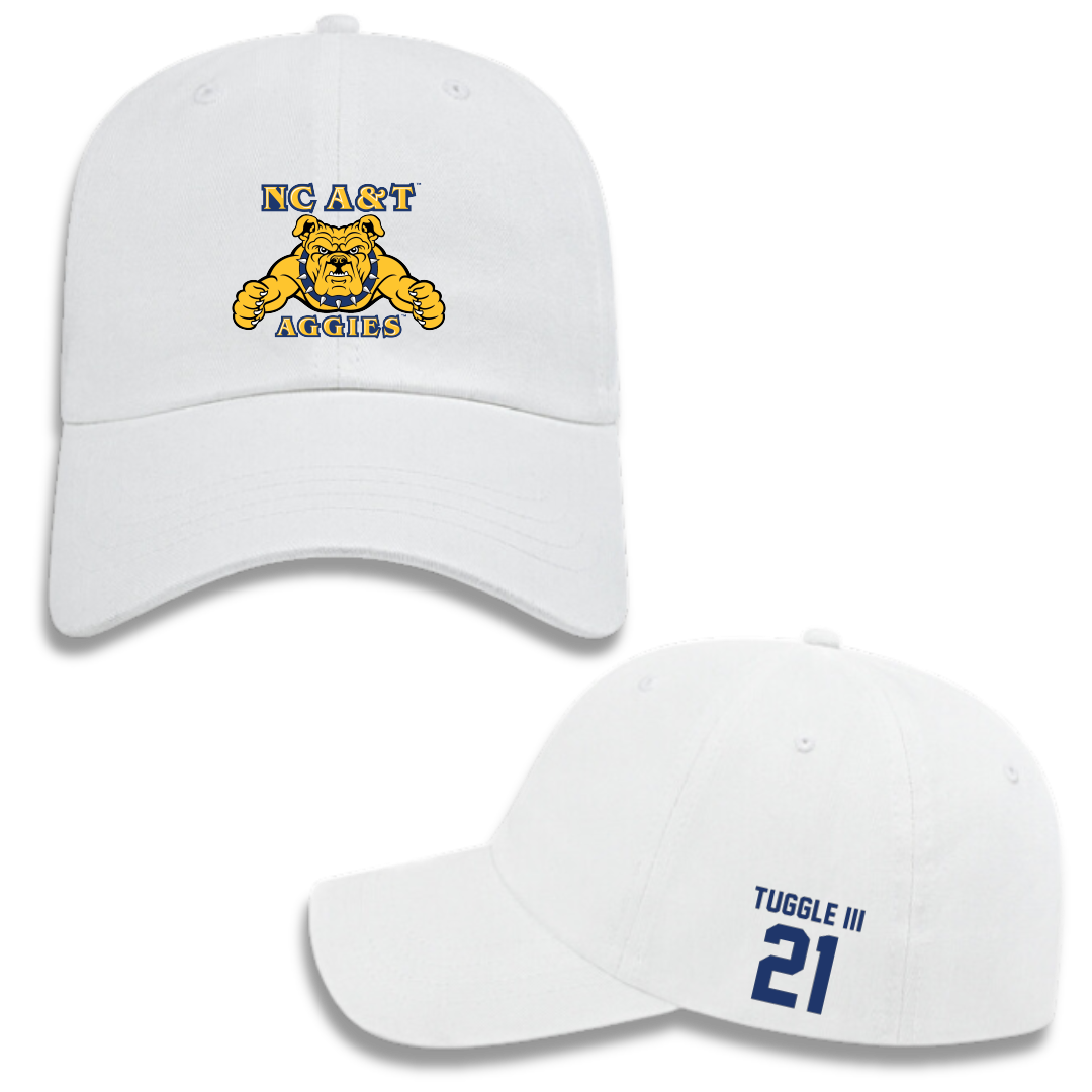 North Carolina A&T State University Baseball White Hat - #21 Reginald Tuggle III