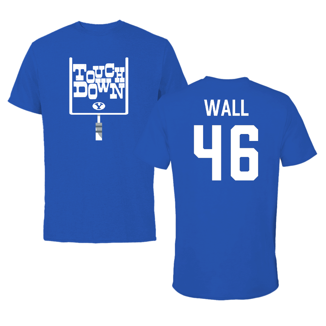 Brigham Young University Football Blue Touchdown Performance Tee - #46 Kendal Wall