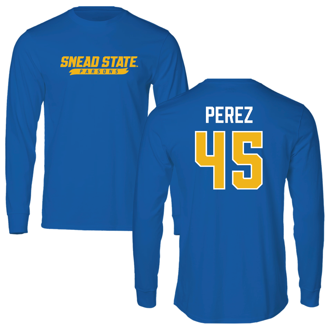 Snead State Community College Baseball Blue Performance Long Sleeve - #45 Carson Perez