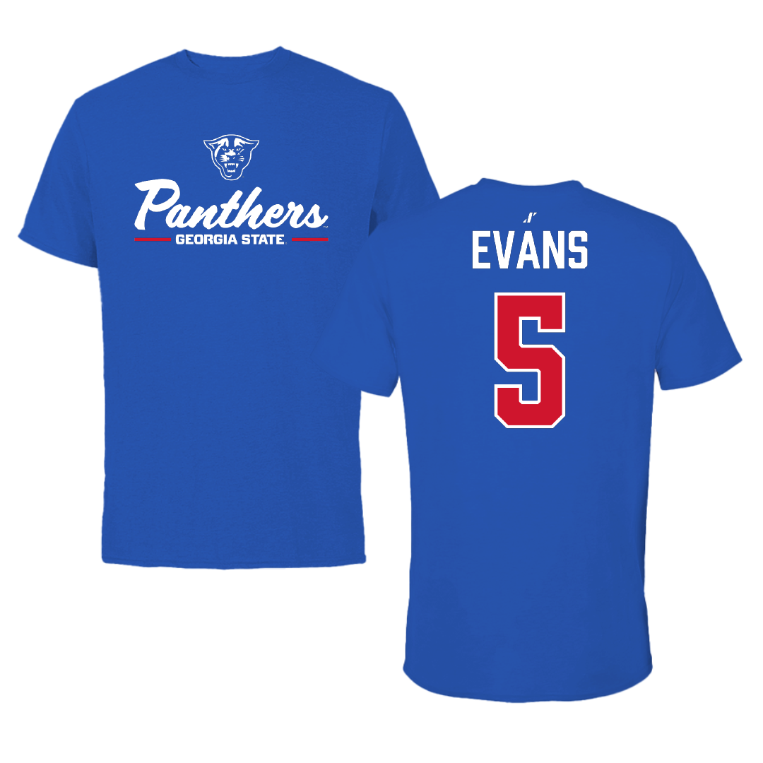 Georgia State University Baseball Blue General Tee - #5 Joshua Evans