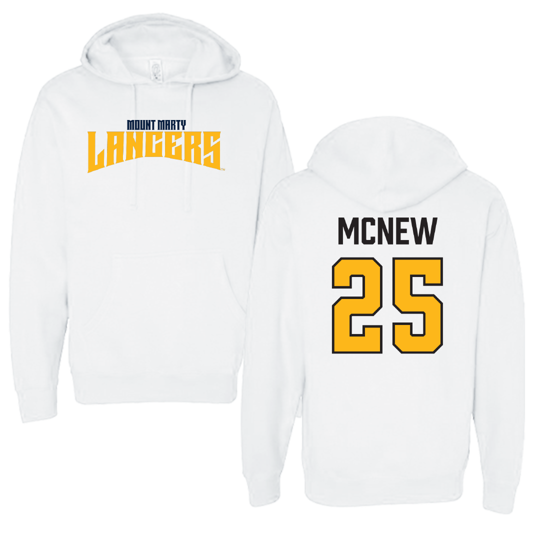 Mount Marty University Softball White Classic Hoodie - #25 Ella McNew