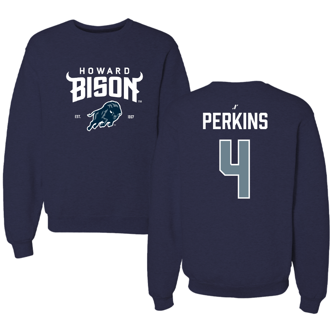 Howard University Soccer (M) Navy General Crewneck - #4 Louis Perkins