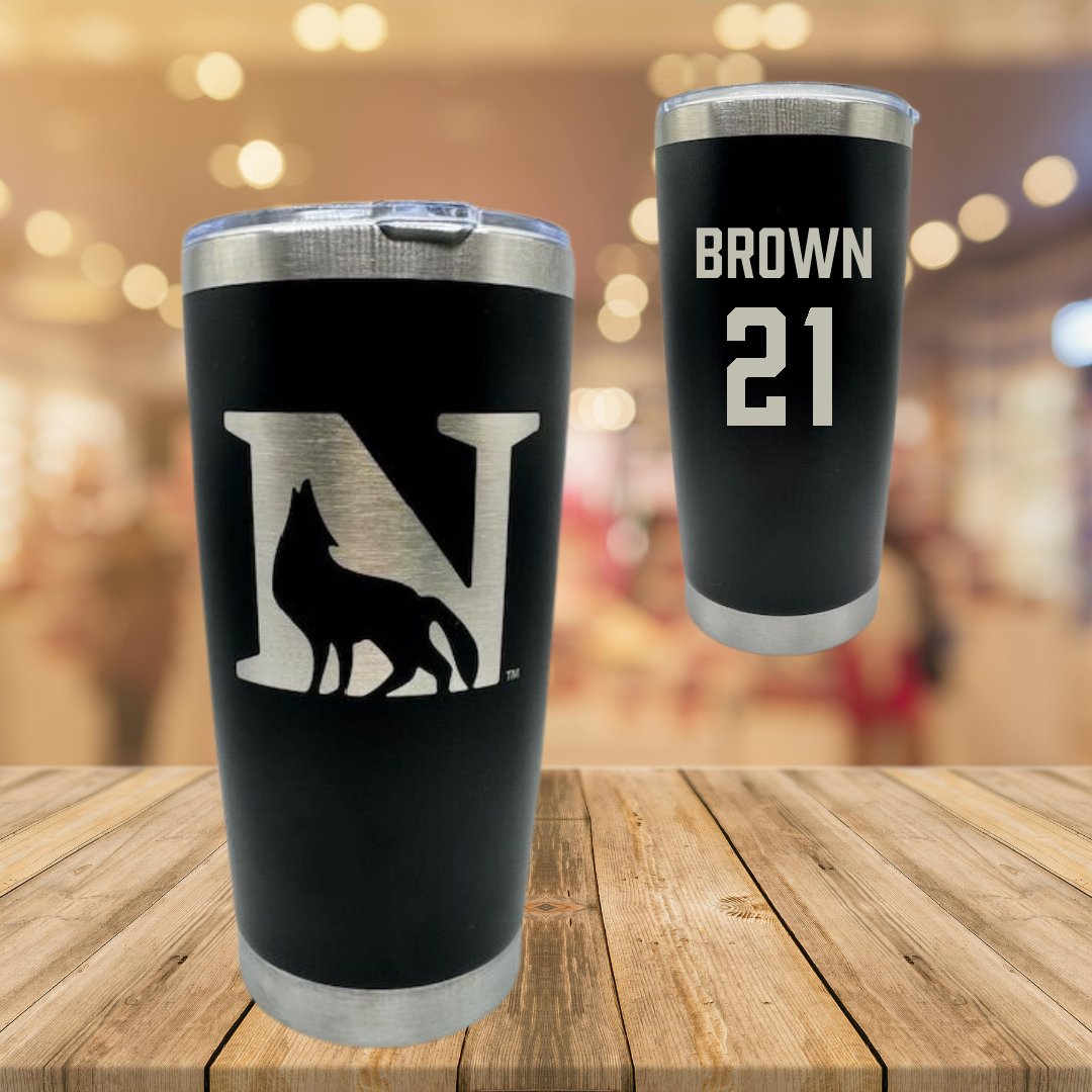 Newberry College Basketball (W) Black Stainless Steel Tumbler - #21 Jada Brown