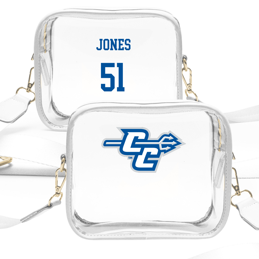 Central Connecticut State University Football White Clear Stadium Bag - #51 Dylan Jones