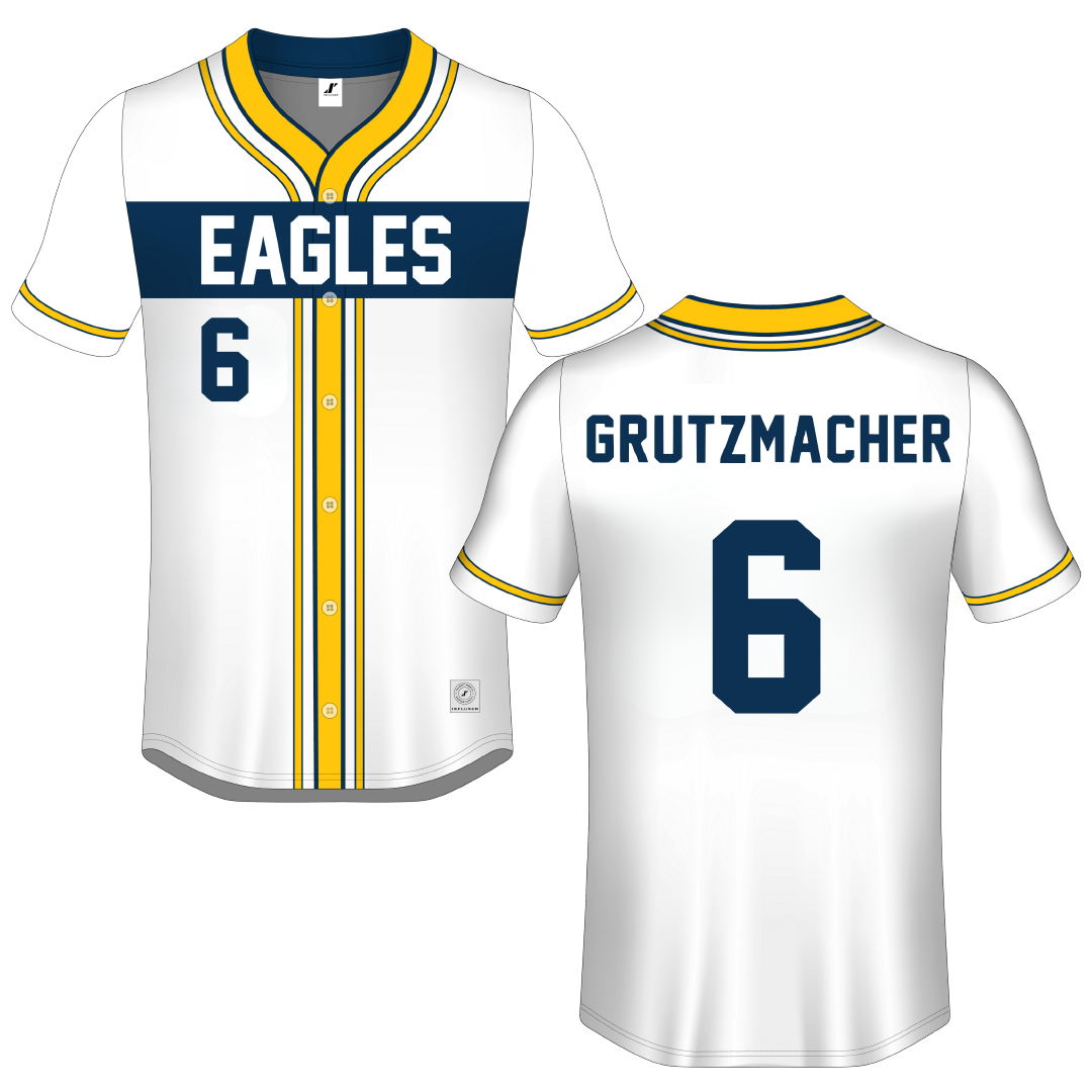 Coppin State University White Button-Down Jersey - #6 Gavin Grutzmacher