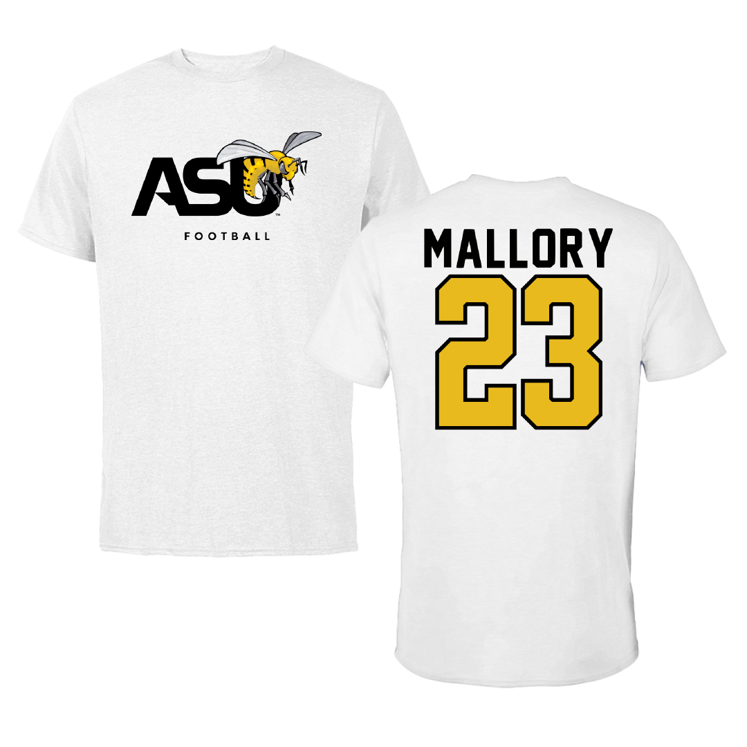 Alabama State University Flag Football White ASU Performance Tee - #23 Khyriana Mallory