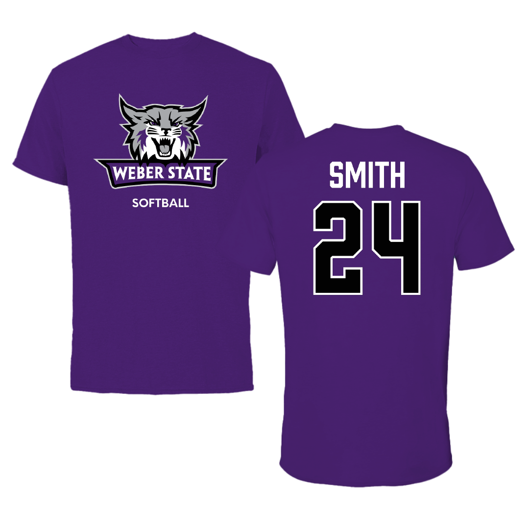 Weber State University Softball Purple Performance Tee - #24 Kiaira Smith