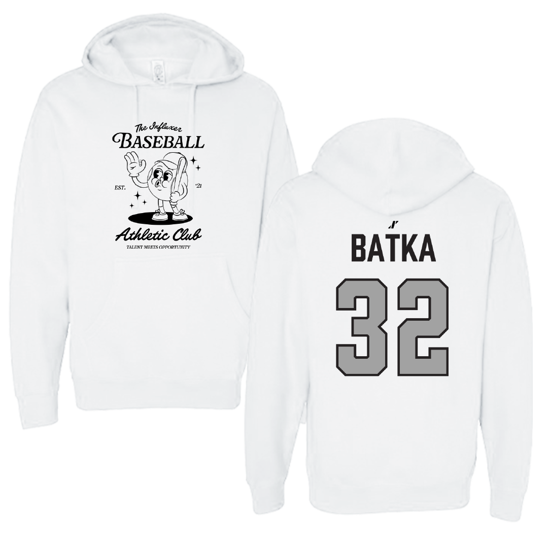 Baseball White Influxer Athletic Club Hoodie - #32 Keegan Batka