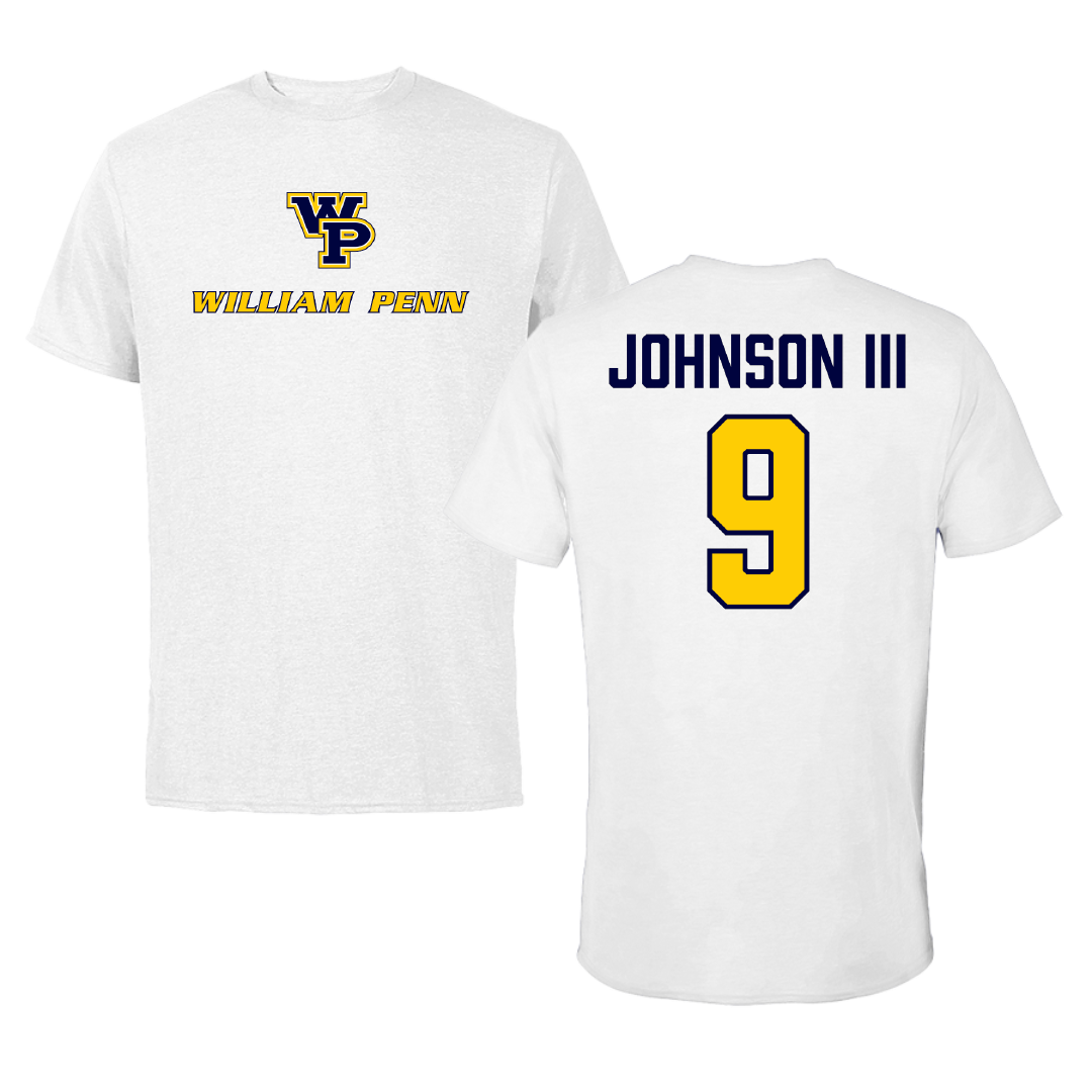 William Penn University Football White Tee - #9 Micheal Johnson III