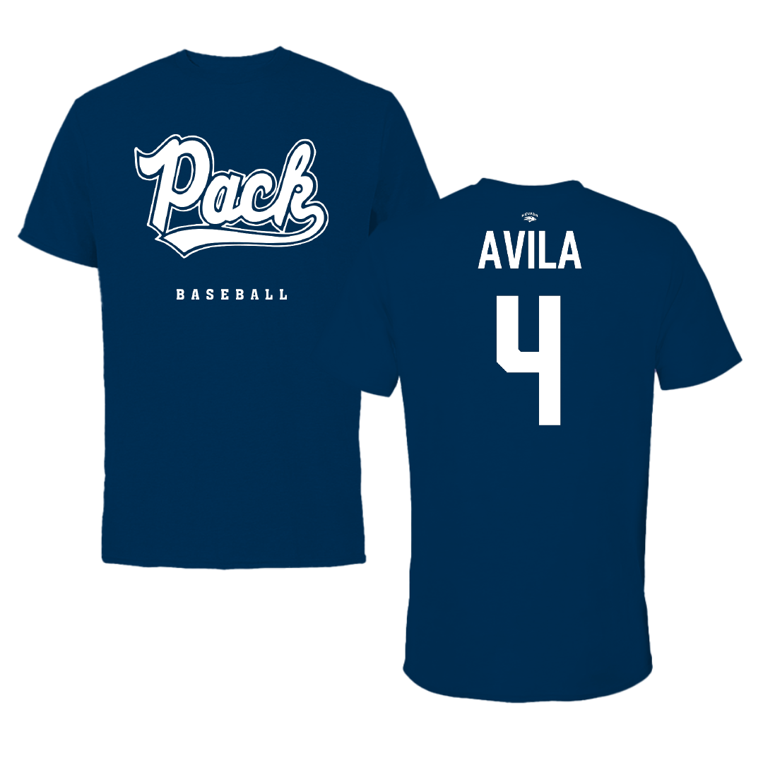 University of Nevada Baseball Navy Performance Tee - #4 Antonio Avila