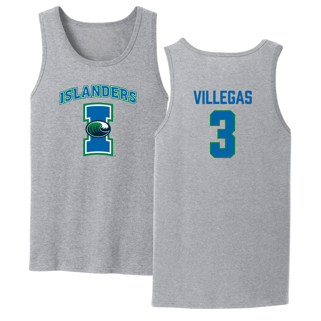 Texas A&M University-Corpus Christi Basketball Sport Gray Tank Top - #3 Christian Villegas