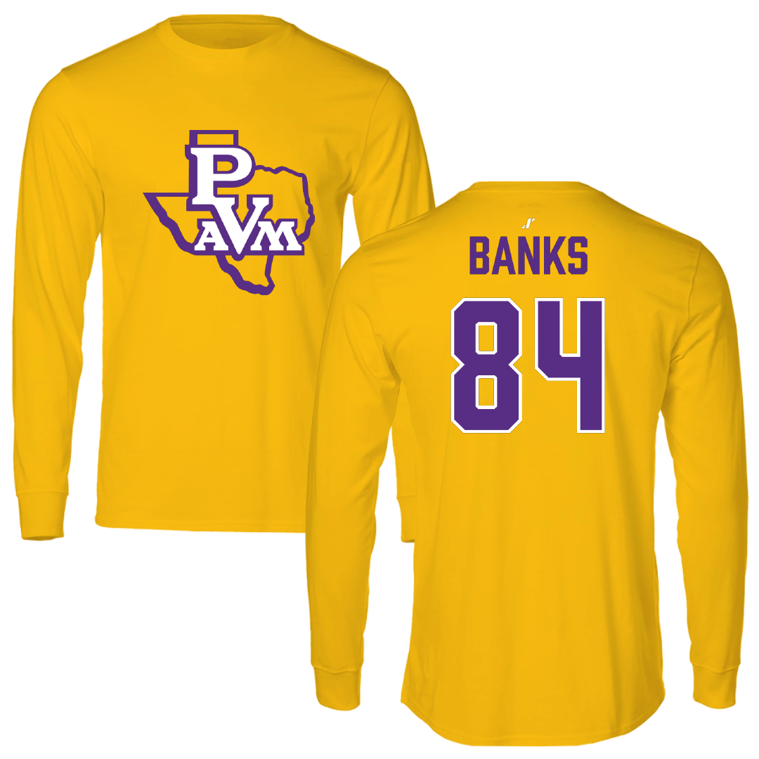 Prairie View A&M University Football Gold Performance Long Sleeve - #84 Ja’koby Banks