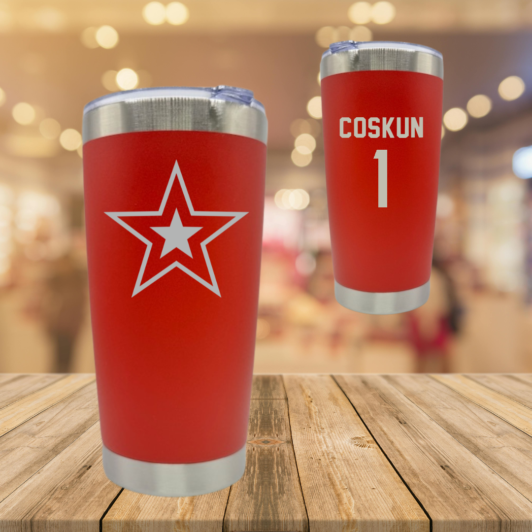 Robert Morris University Basketball Red Stainless Steel Tumbler - #1 Tuana Coskun