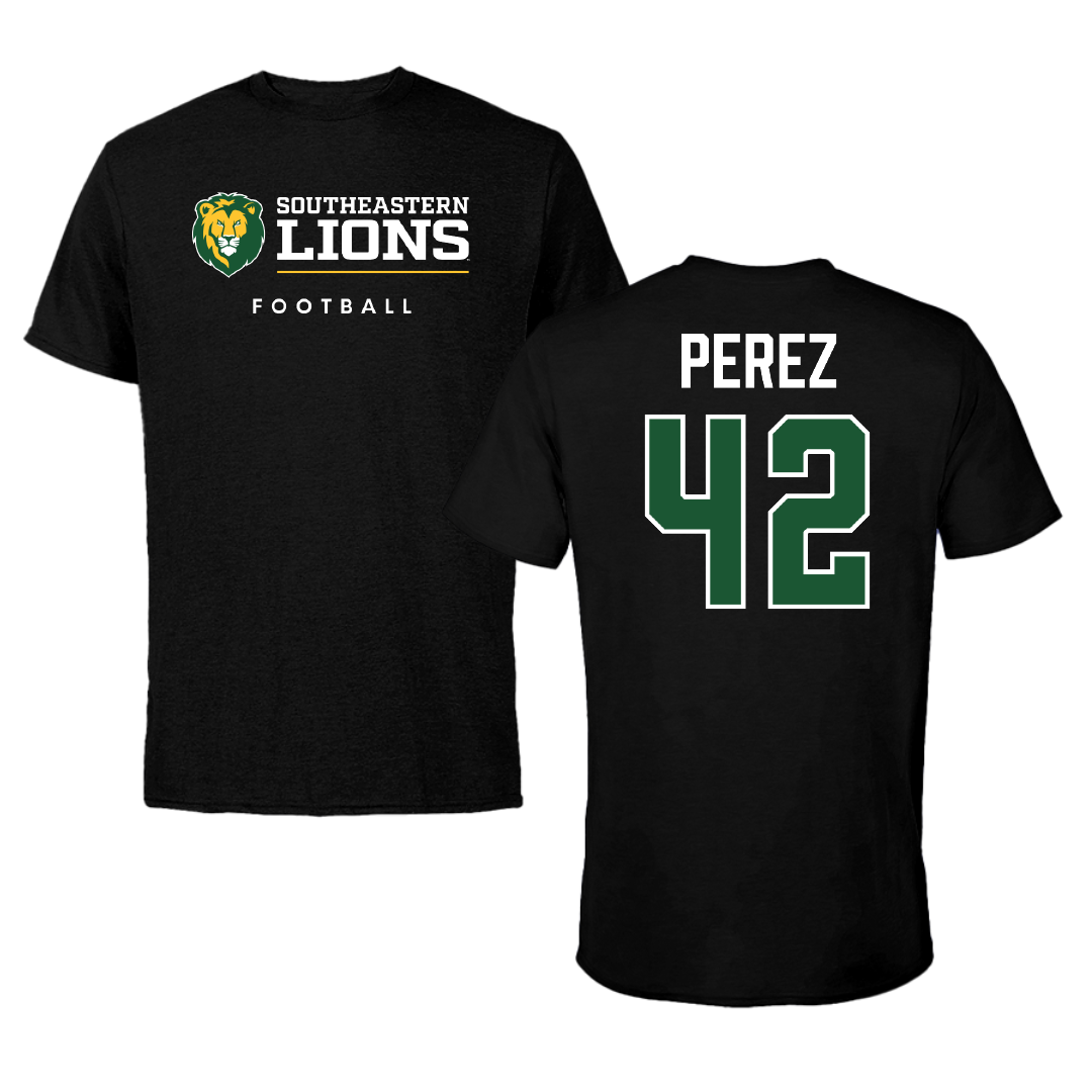 Southeastern Louisiana University Football Black Tee - #42 Beau Perez