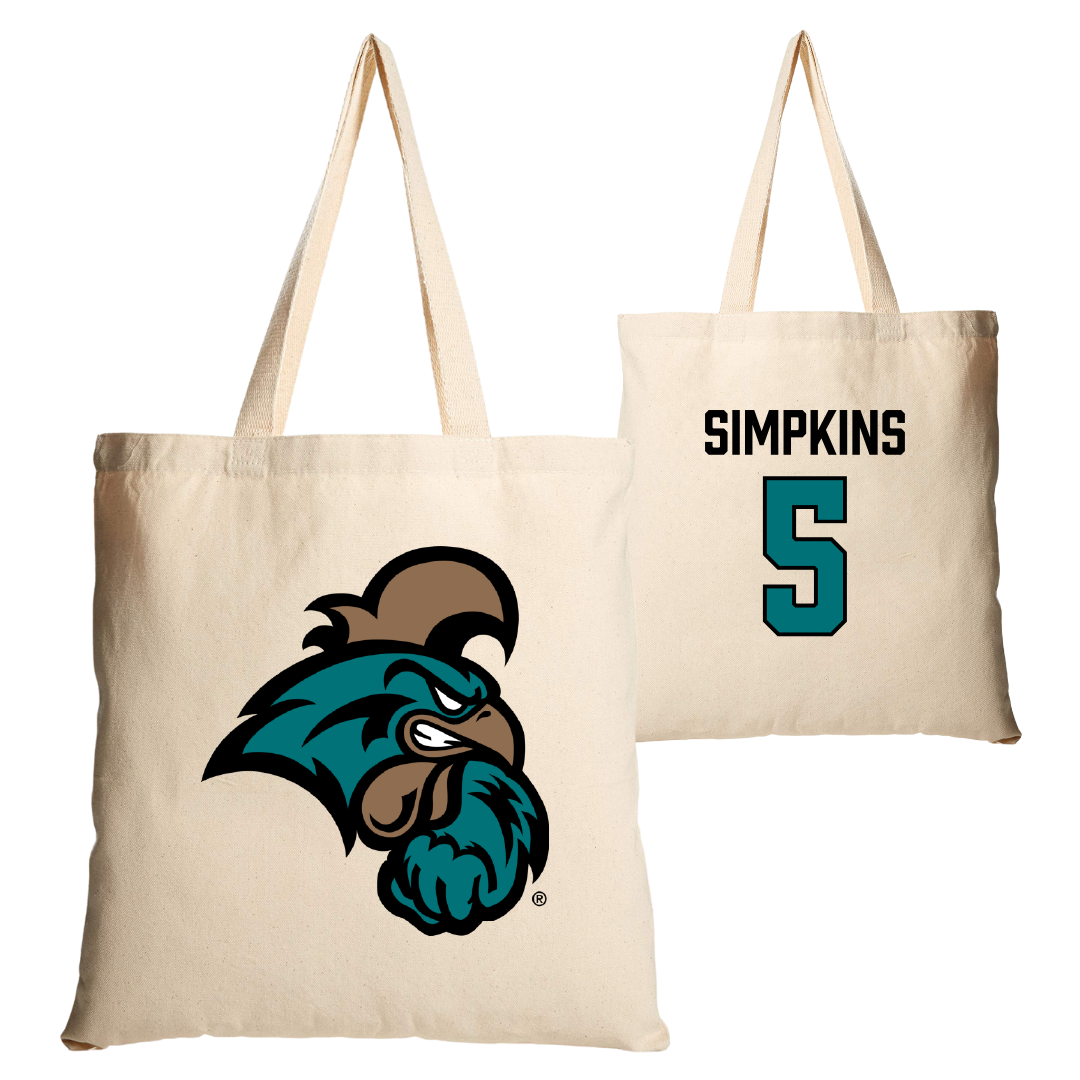 Coastal Carolina University Football Tan Canvas Tote Bag - #5 Ja'Vin Simpkins