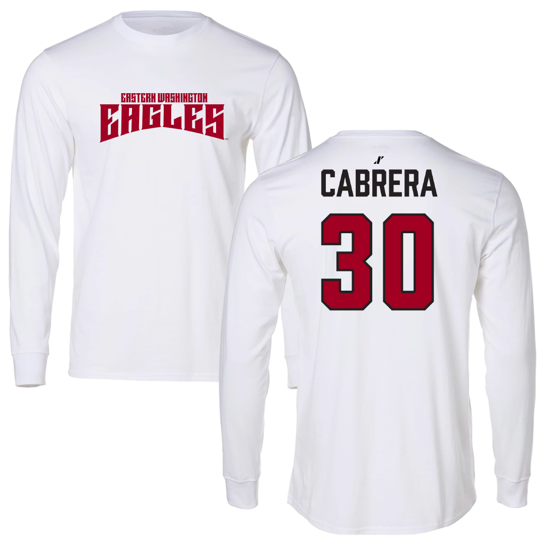 Eastern Washington University Football White Classic Performance Long Sleeve - #30 David Cabrera