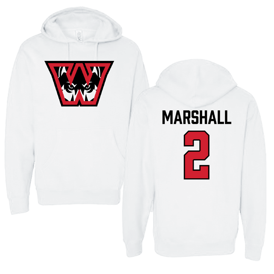 Western Oregon University Lacrosse (M) White Hoodie - #2 Beck Marshall