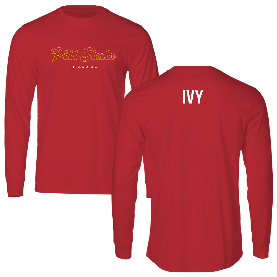 Pittsburg State University TF and XC Red Performance Long Sleeve - Tyquarious Ivy