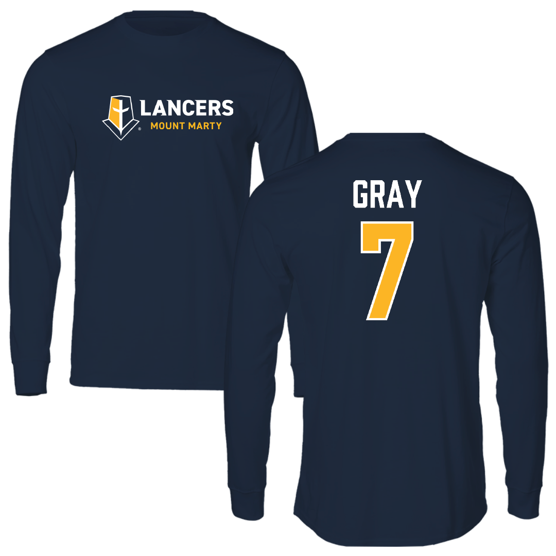 Mount Marty University Softball Navy Performance Long Sleeve - #7 McKenzie Gray