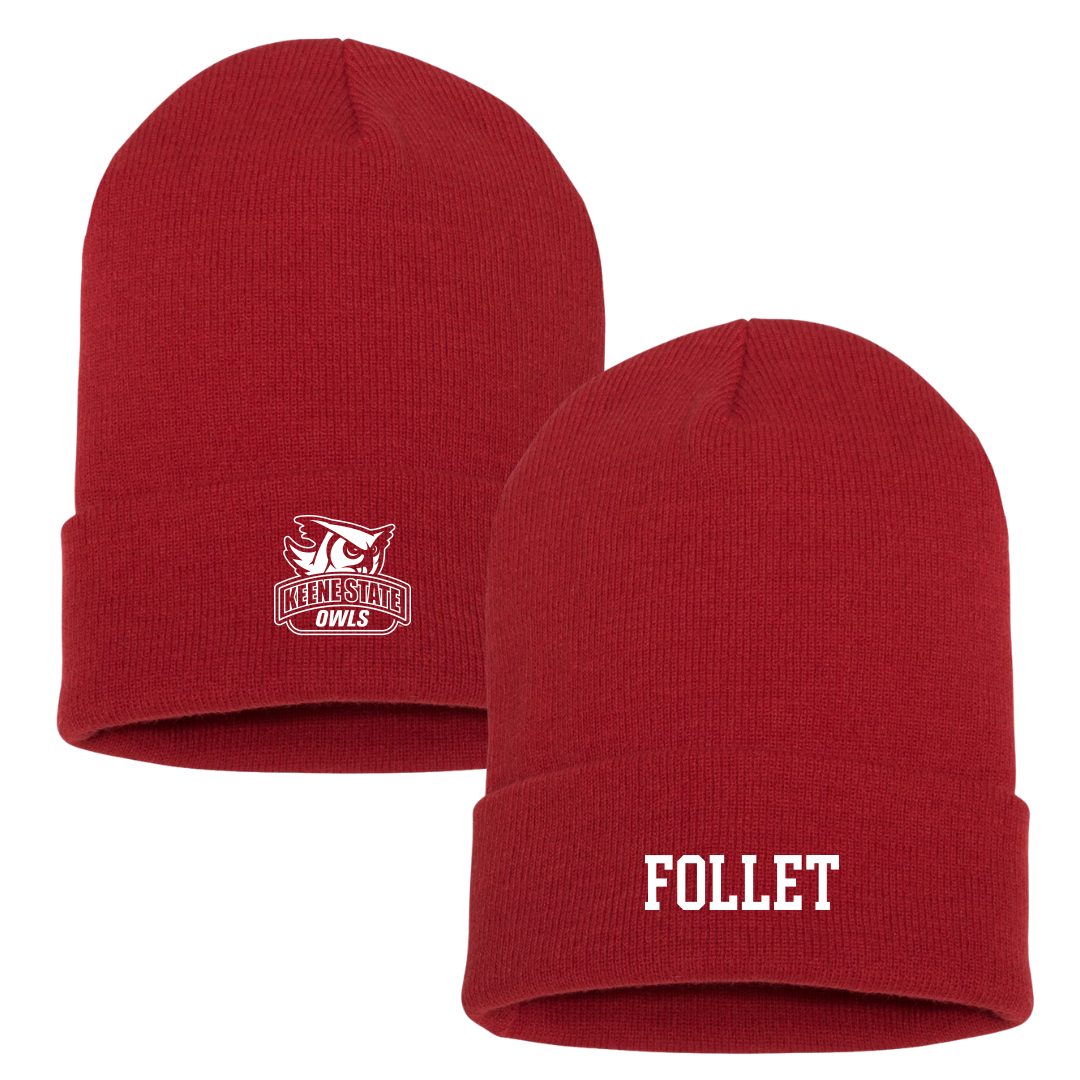Keene State College Baseball Red Beanie - #19 Otis Follet