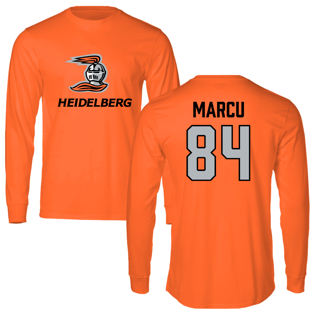 Heidelberg University Football Orange Performance Long Sleeve - #84 Pat Marcu