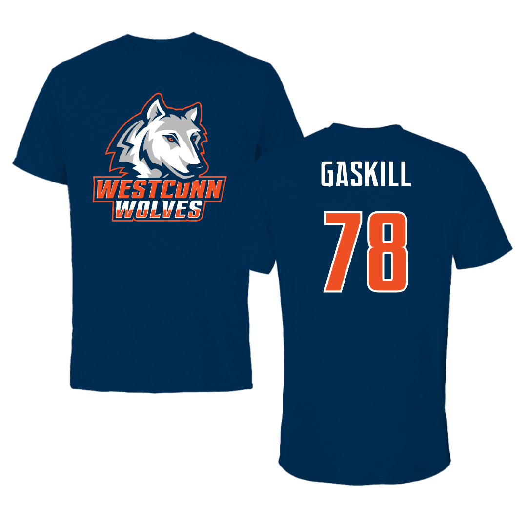 Western Connecticut State University Football Navy Wolves Tee - #78 Seajae Gaskill