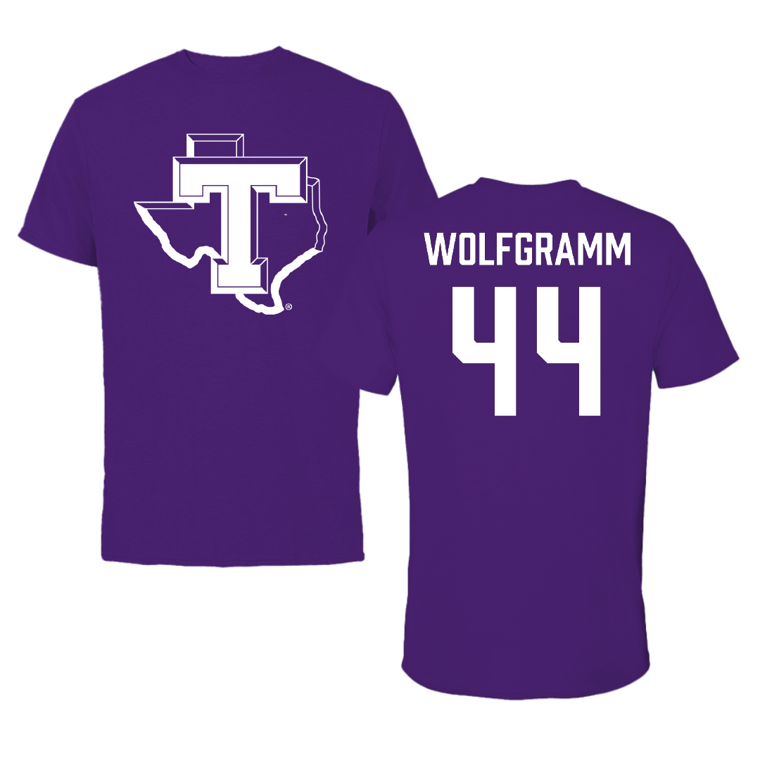 Tarleton State University Football Purple Performance Tee - #44 Vililami Wolfgramm