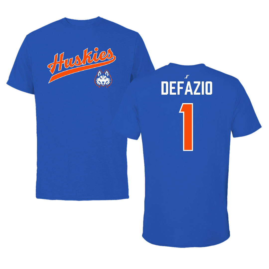 Houston Christian University Baseball Blue General Tee - #1 Nico Defazio