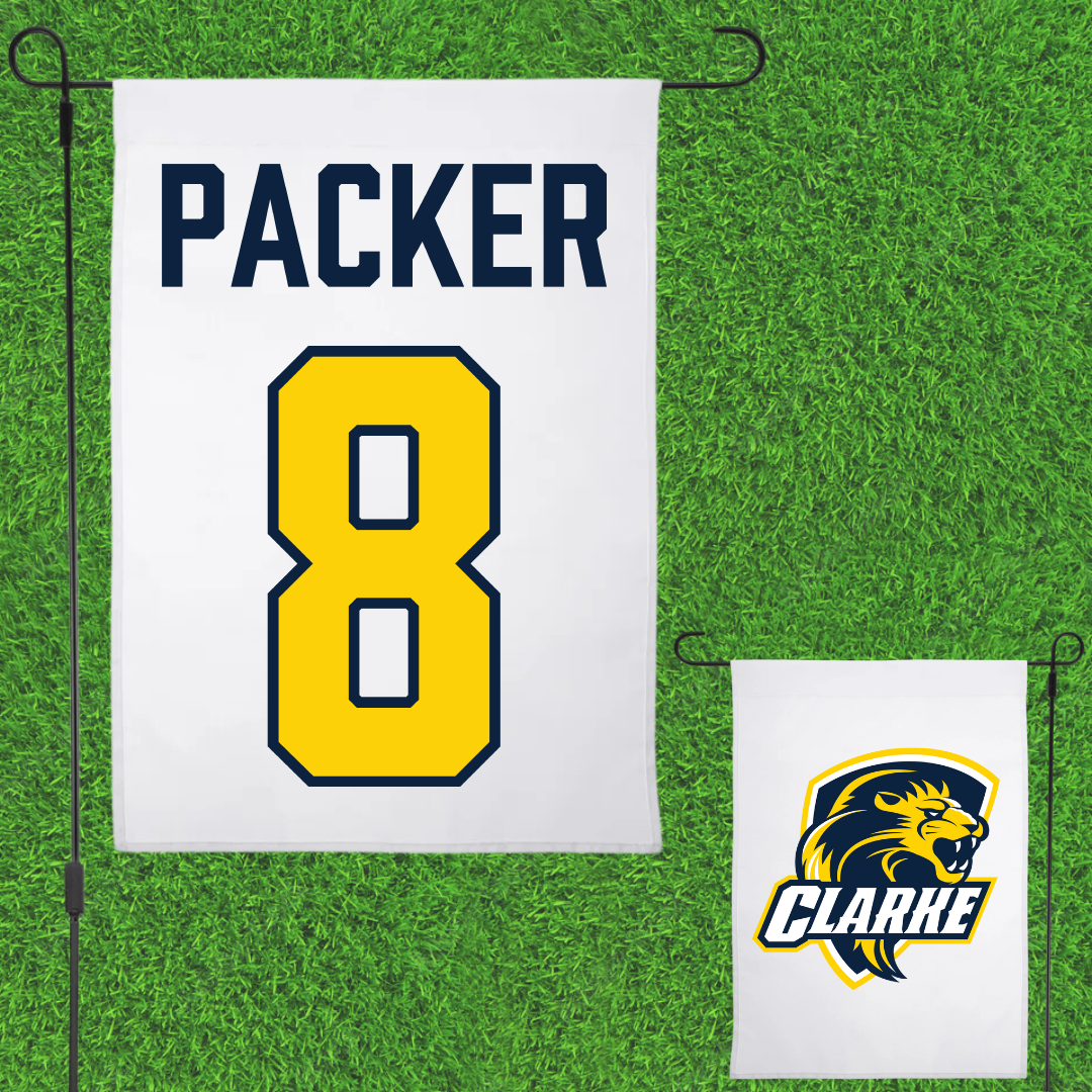 Clarke University Soccer (W) White Garden Flag - #8 Hailey Packer
