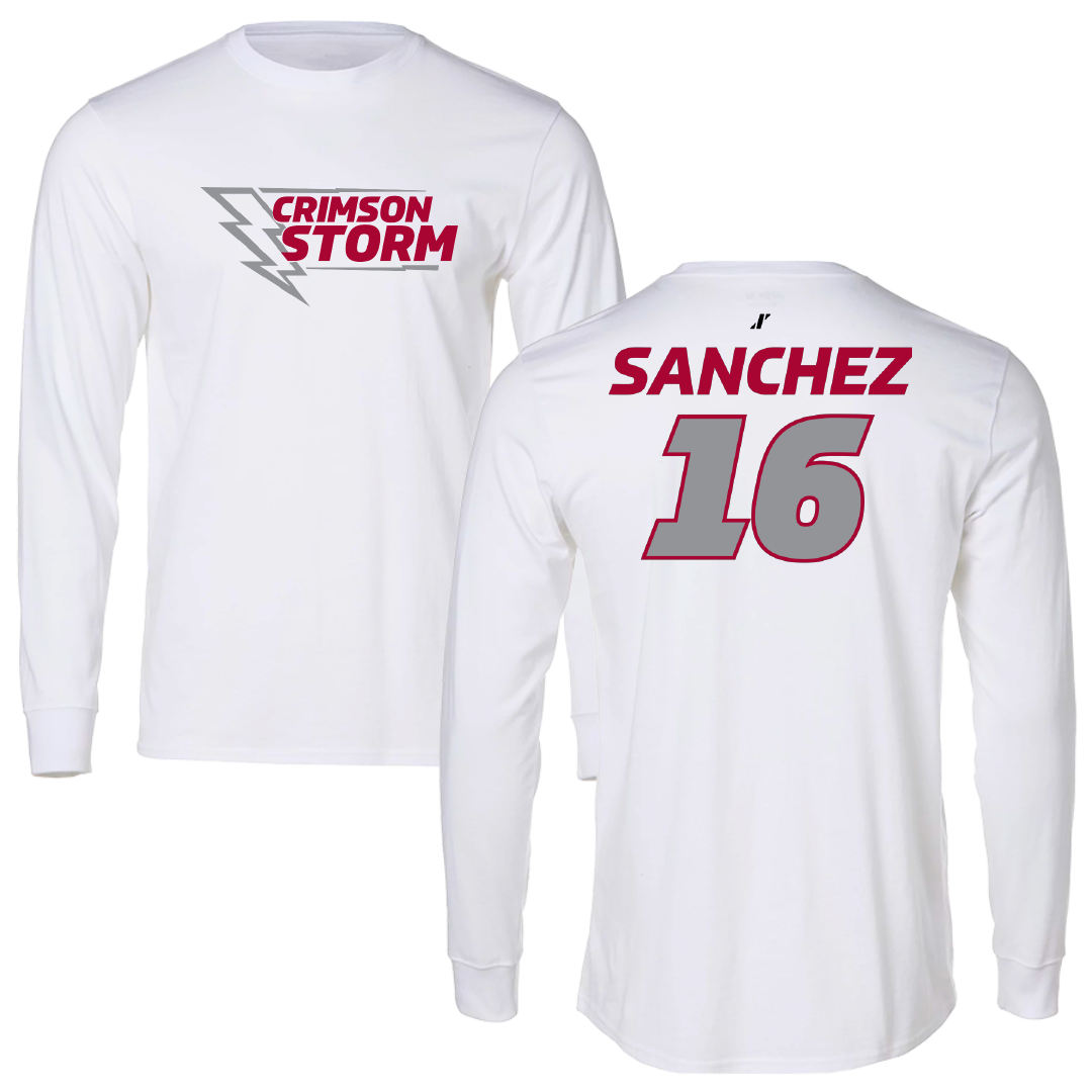 Southern Nazarene University Baseball White Performance Long Sleeve - #16 Gabriel Sanchez