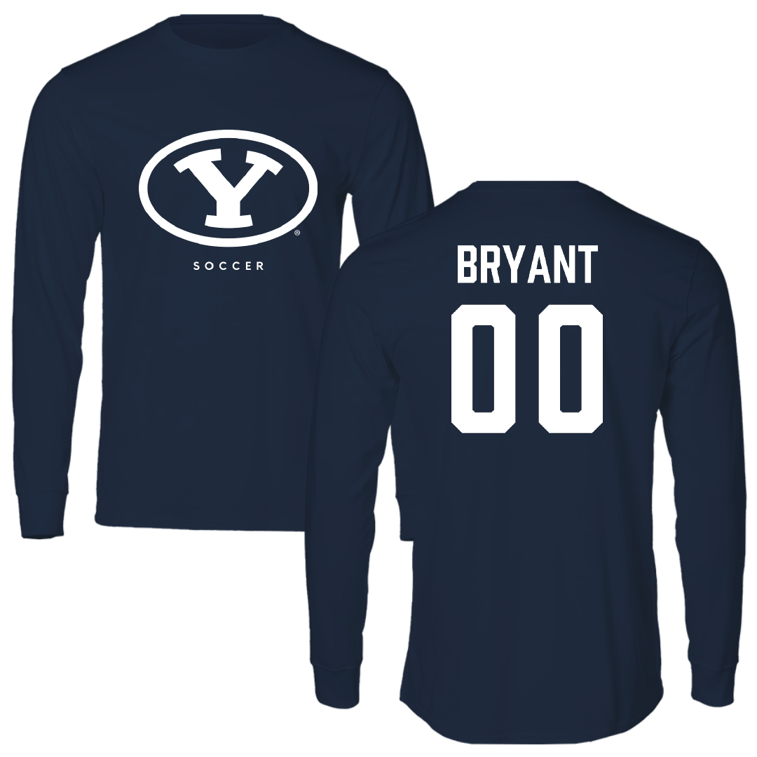 Brigham Young University Soccer Navy Performance Long Sleeve - #00 Lynette Bryant
