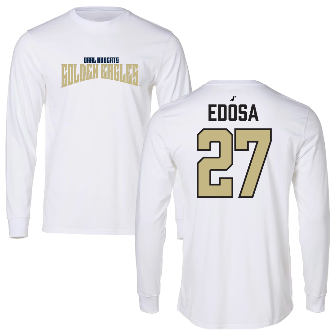 Oral Roberts University Soccer White Classic Performance Long Sleeve - #27 Precious Edosa