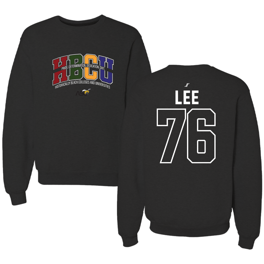 Alabama State University Football Black HBCU Crewneck - #76 Marvin Lee