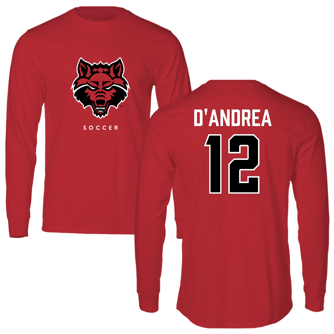 Arkansas State University Soccer (W) Red Long Sleeve - #12 Hailey D'Andrea