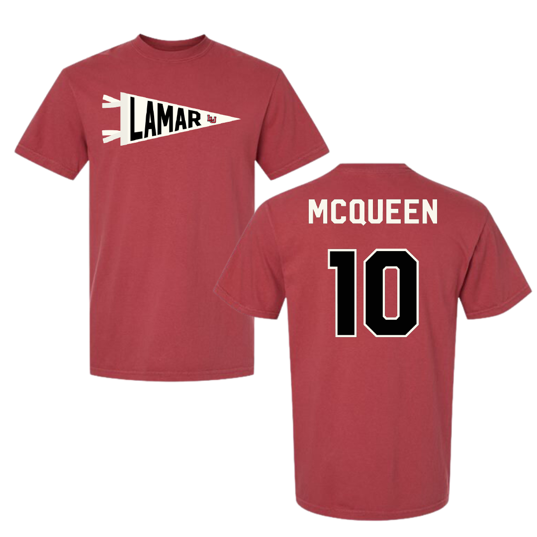 Lamar University Basketball Canvas Red Pennant Comfort Colors Tee - #10 Malay McQueen