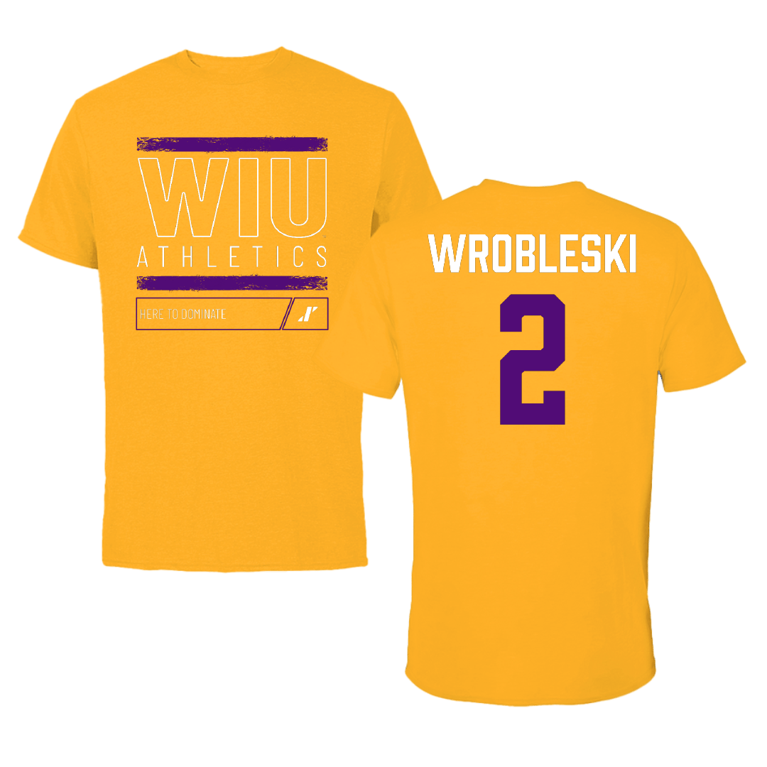 Western Illinois University Soccer (M) Gold Dominate Tee - #2 Ryan Wrobleski