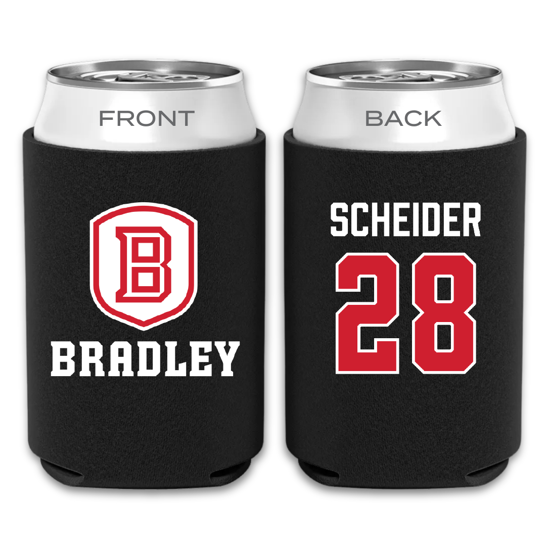 Bradley University Baseball Black Can Cooler - #28 Calen Scheider